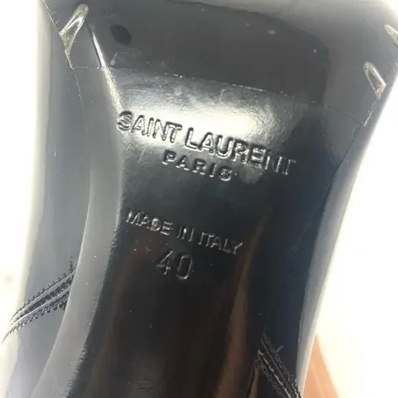 Saint Laurent Glossy Black Heeled Boots - Picture 11 of 13